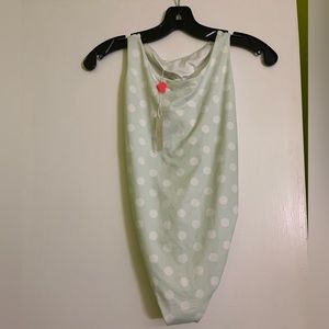 NWT lolli swimwear mint green and white polka dot one piece size Large